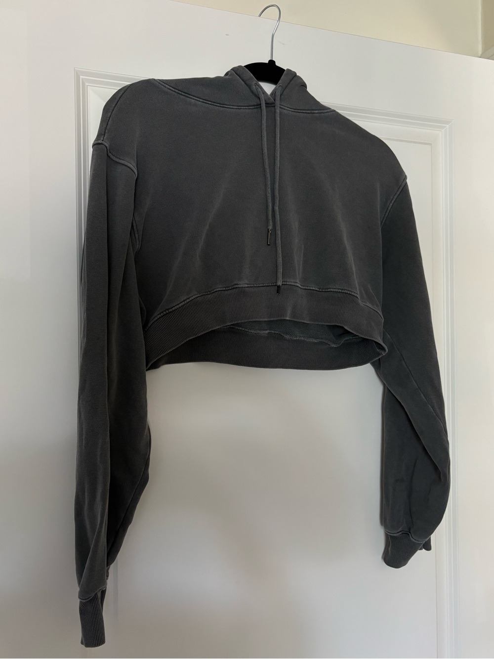 Cropped Washed grey Hoodie - Women Tops
